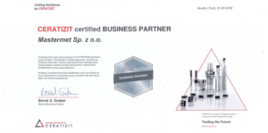 Partner biznesowy ceratizit - certyfikat